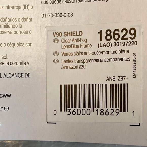 Kleenguard V90 Face Shield Goggles Blue Frame Clear Lens Anti-Fog #18629 New Pkg - Picture 6 of 6